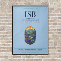 Thumbnail for Islamabad International Airport ISB vertical canvas print - framed - light blue background