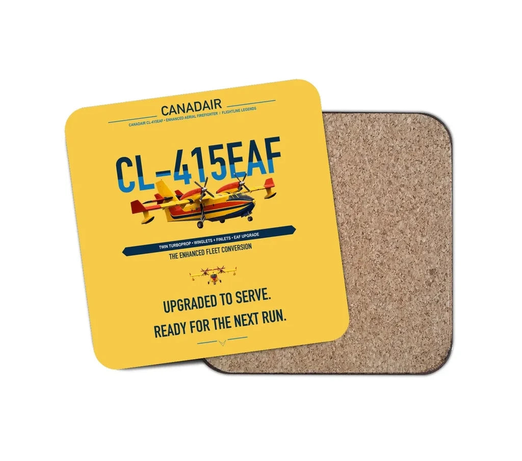 Canadair CL-415EAF design on yellow 1 piece coaster