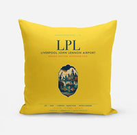 Thumbnail for Liverpool John Lennon Airport (LPL) design on yellow pillow