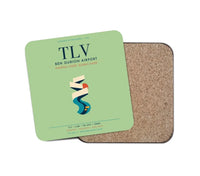 Thumbnail for Tel Aviv Ben Gurion Airport (TLV) design on light green 1 piece coaster