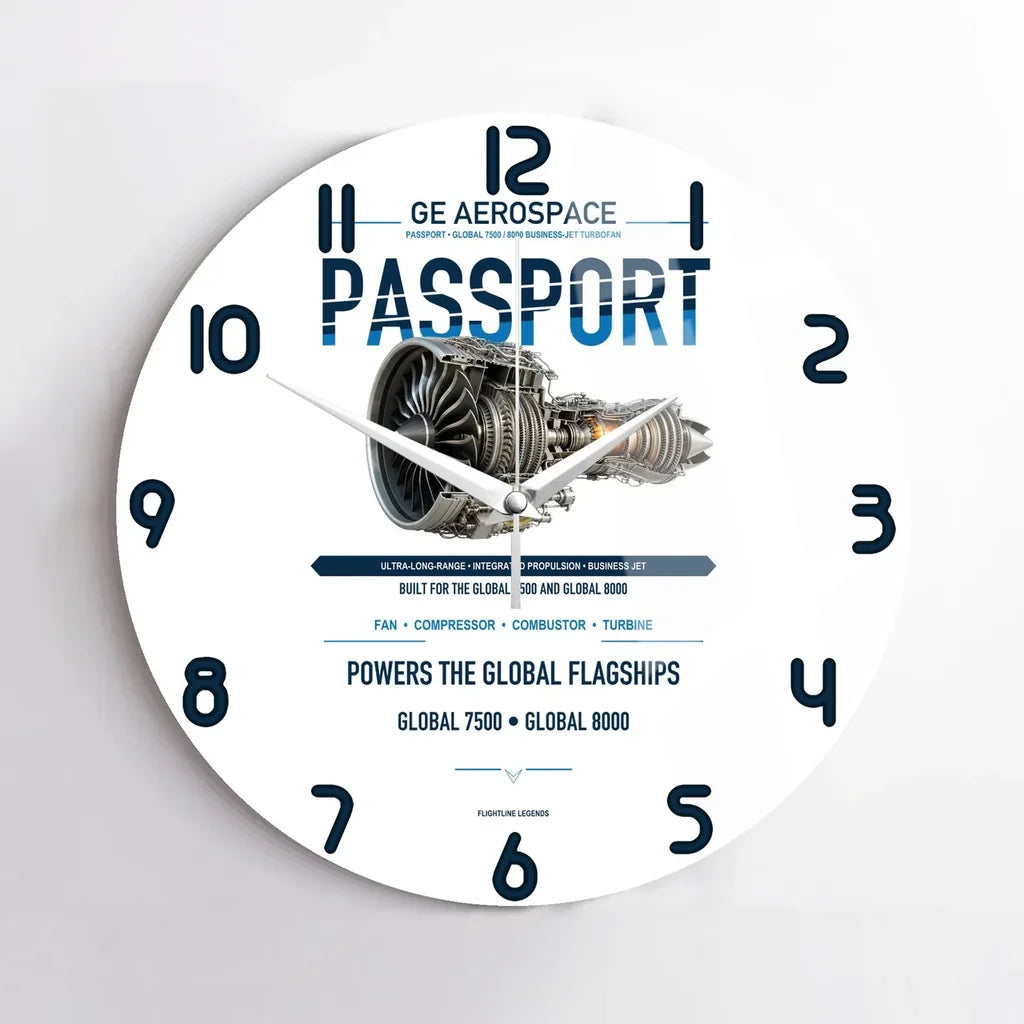 PASSPORT design on white no frame wall clock
