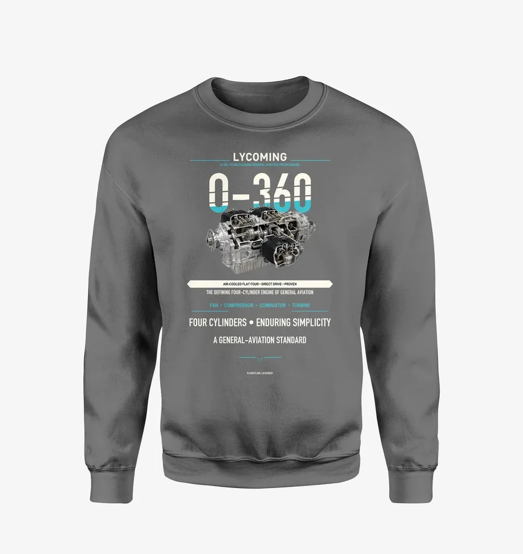 O-360 design on gray sweatshirt