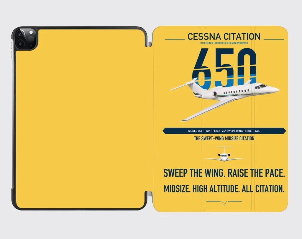 Cessna Citation 650 - Citation III design on yellow ipad tablet case