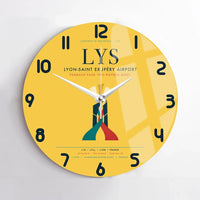 Thumbnail for Lyon-Saint Exupéry Airport (LYS) design on yellow no frame wall clock