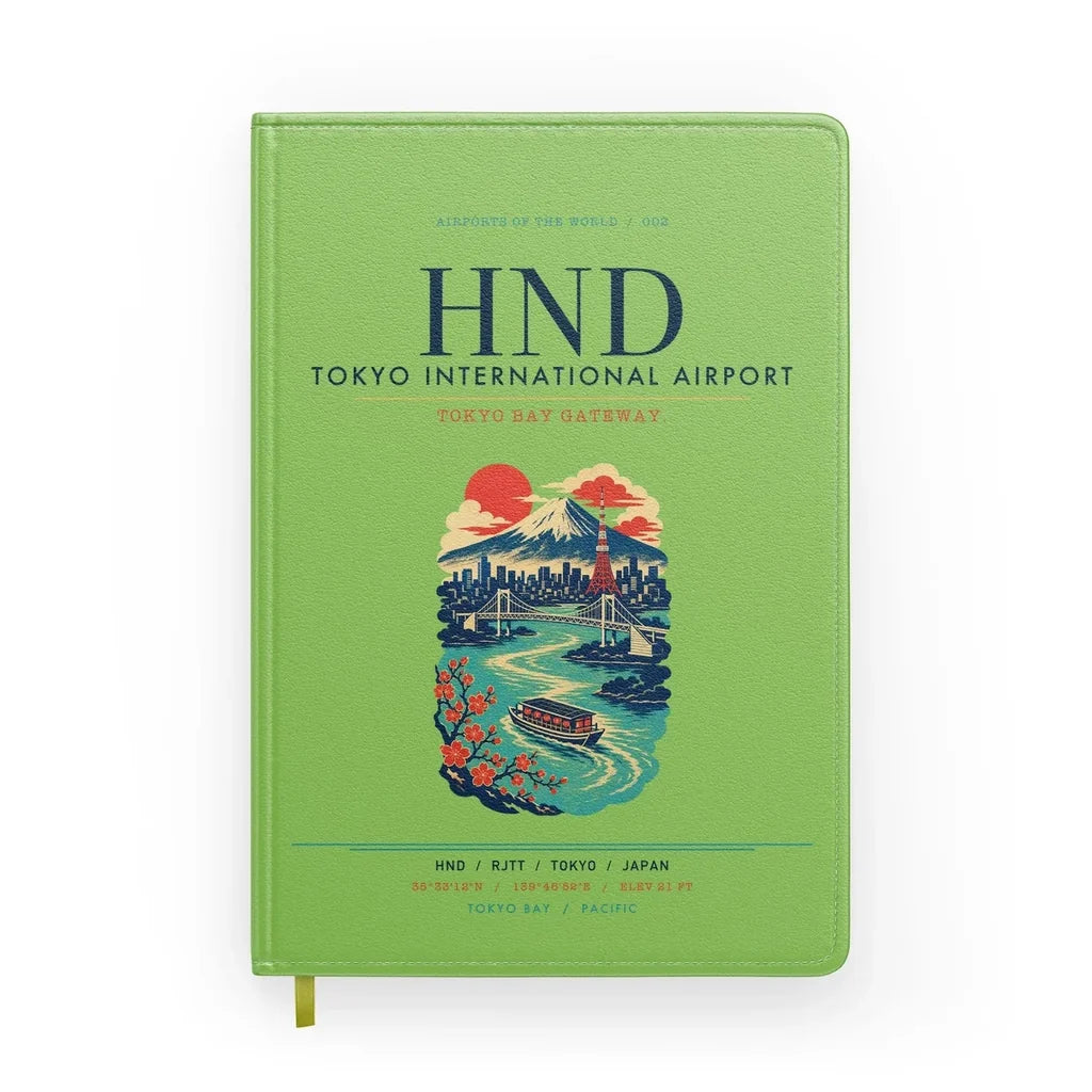 Tokyo Haneda Airport (HND) design on light green notebook