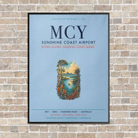 Thumbnail for Sunshine Coast Airport MCY vertical canvas print - framed - light blue background