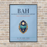 Thumbnail for Bahrain International Airport BAH vertical canvas print - framed - light blue background