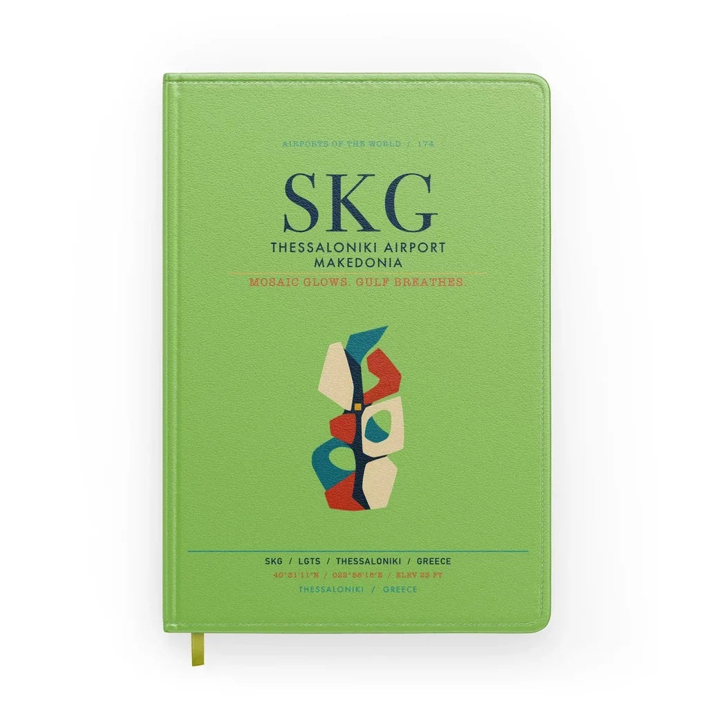 Thessaloniki Airport “Makedonia” (SKG) design on light green notebook