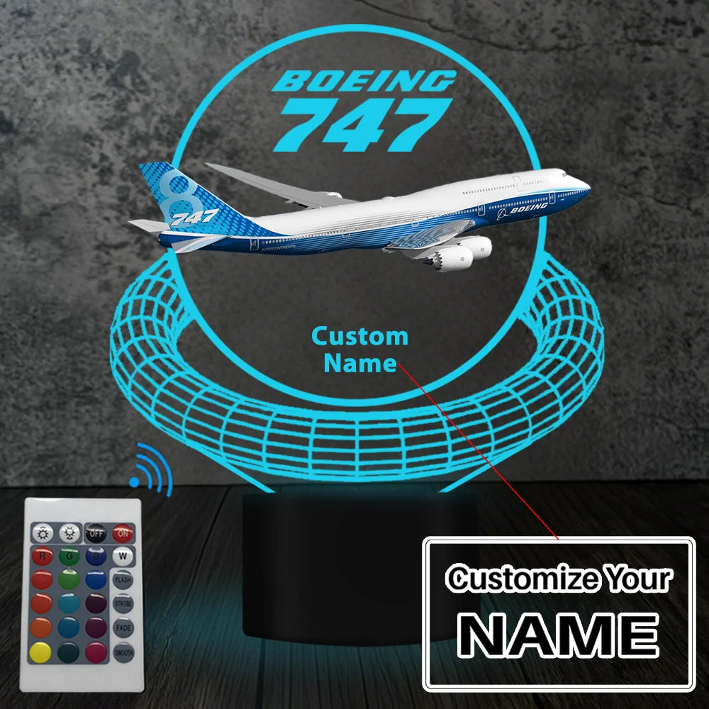 Customisable Boeing 747 3D Lamp - view 3