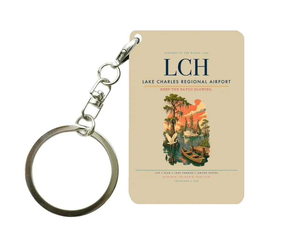Lake Charles Regional Airport (LCH) design on beige key chain