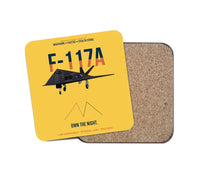 Thumbnail for F-117A Nighthawk Own The Night design on yellow 1 piece coaster