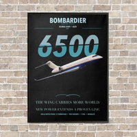 Thumbnail for Bombardier Global 6500 vertical canvas print - framed - black background