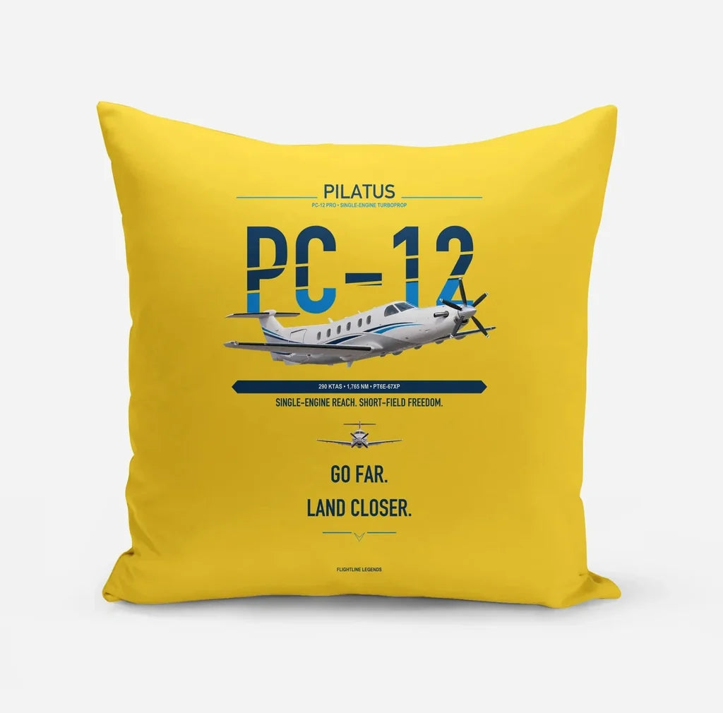 Pilatus PC-12 PRO design on yellow pillow