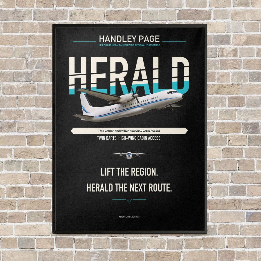 Handley Page HPR.7 Dart Herald vertical canvas print - framed - black background