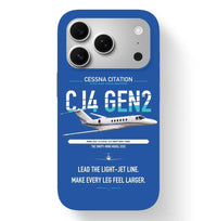 Thumbnail for Cessna Citation CJ4 Gen2 design on blue magsafe iphone case, for iPhone 17 Pro