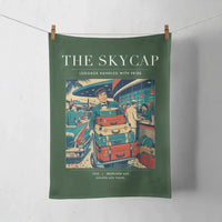 Thumbnail for VINTAGE G4101 - The Skycap - Designed Towels design on darkgreen
