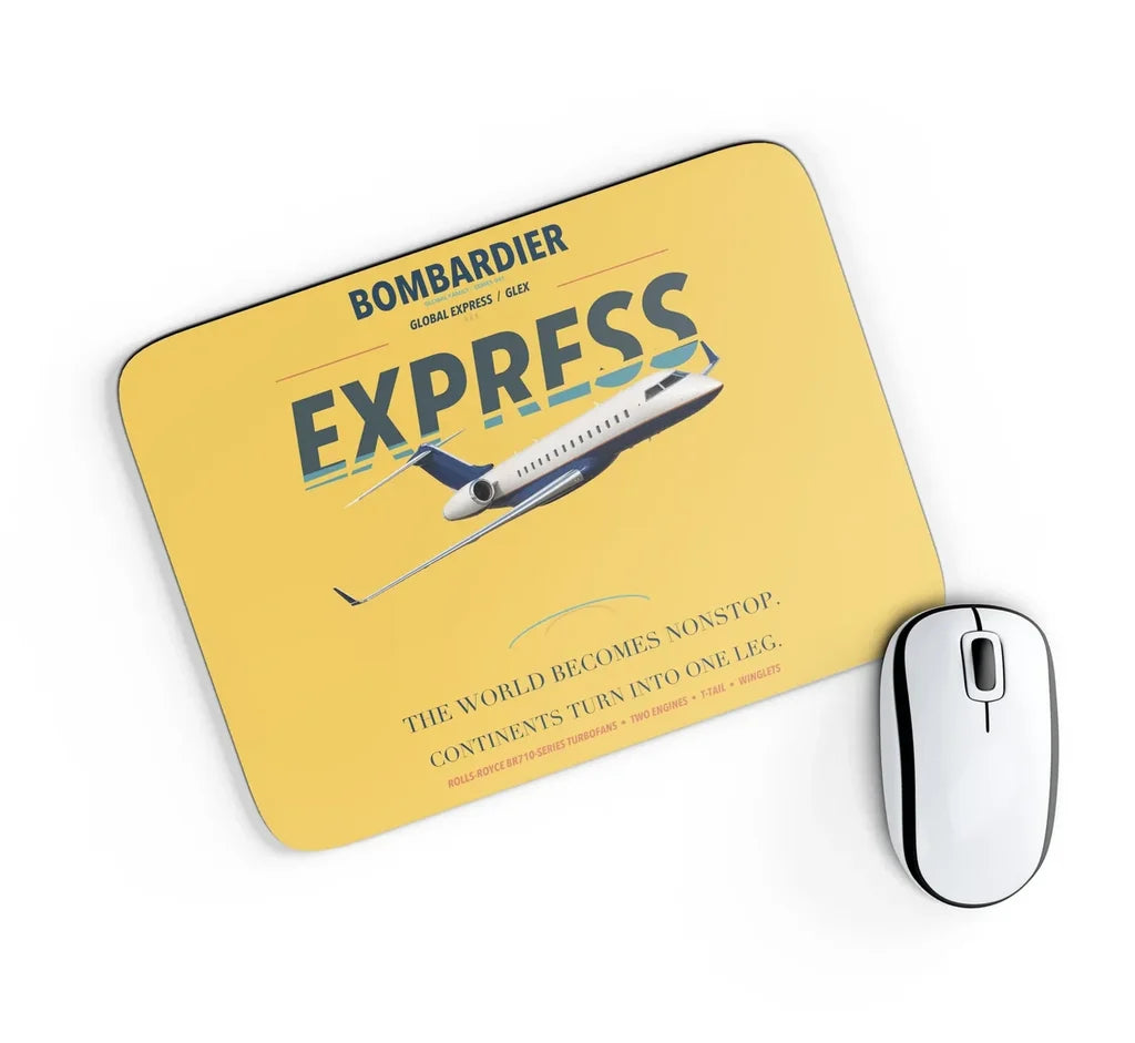 Bombardier Global Express design on yellow rectangle mouse pad