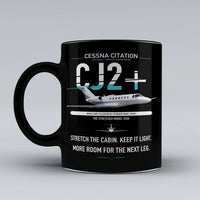 Thumbnail for Cessna Citation CJ2+ design on black ceramic mug, double-side print