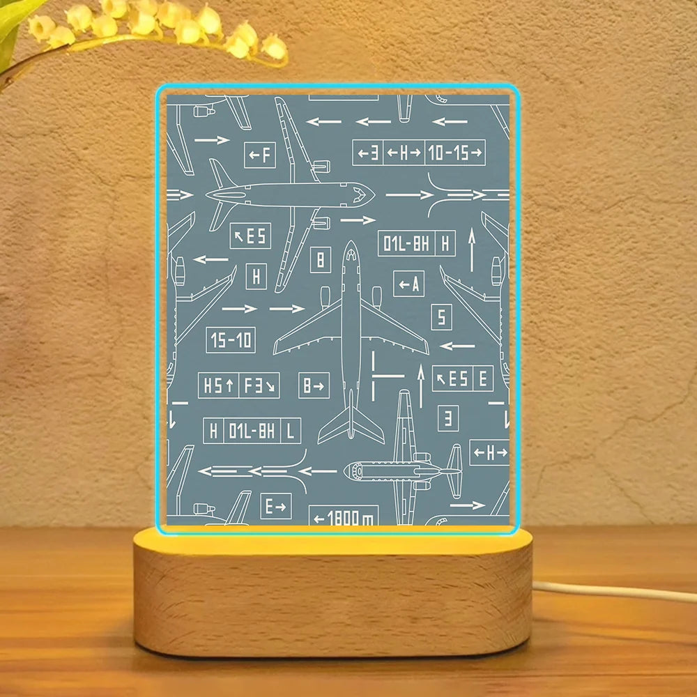 Jet Planes & Airport Signs Night Lamp
