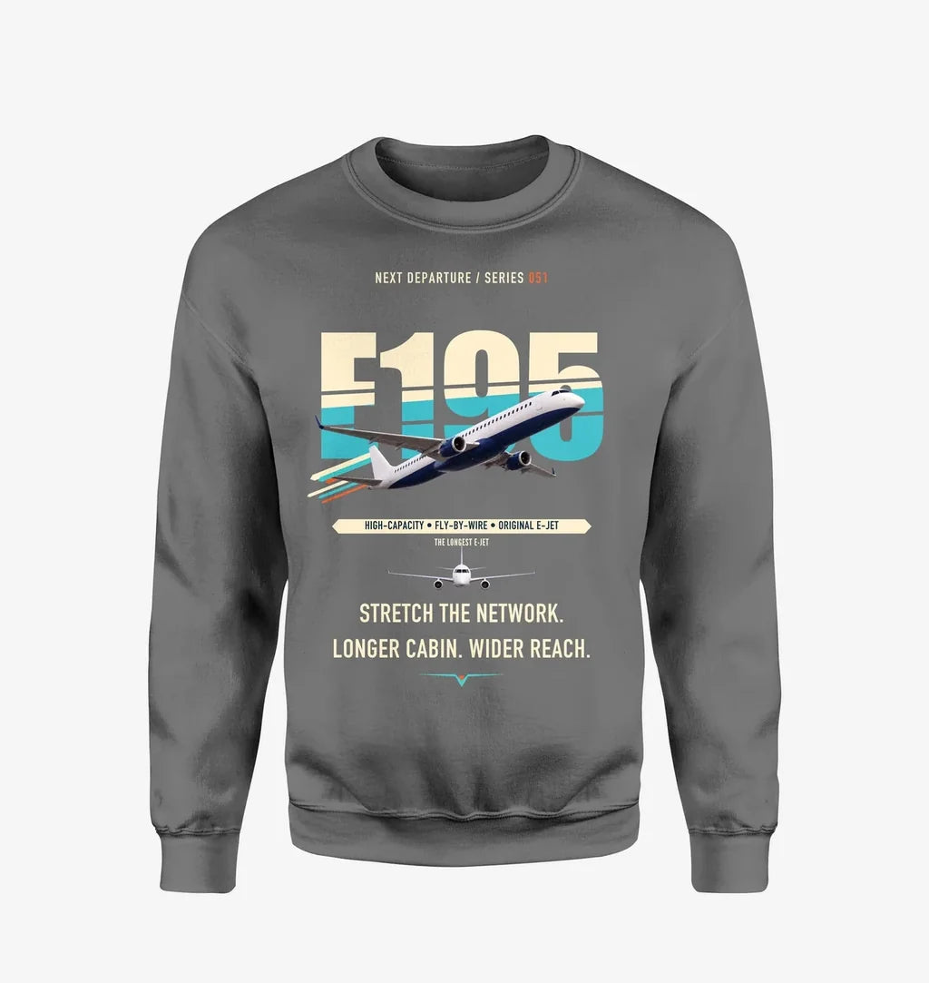 Embraer E195 design on gray sweatshirt