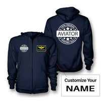 Thumbnail for %100 Original Aviator Zipped Hoodie - Navy Blue + Name (Customizable)
