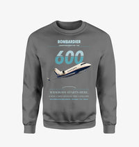 Thumbnail for Bombardier Challenger 600 design on gray sweatshirt