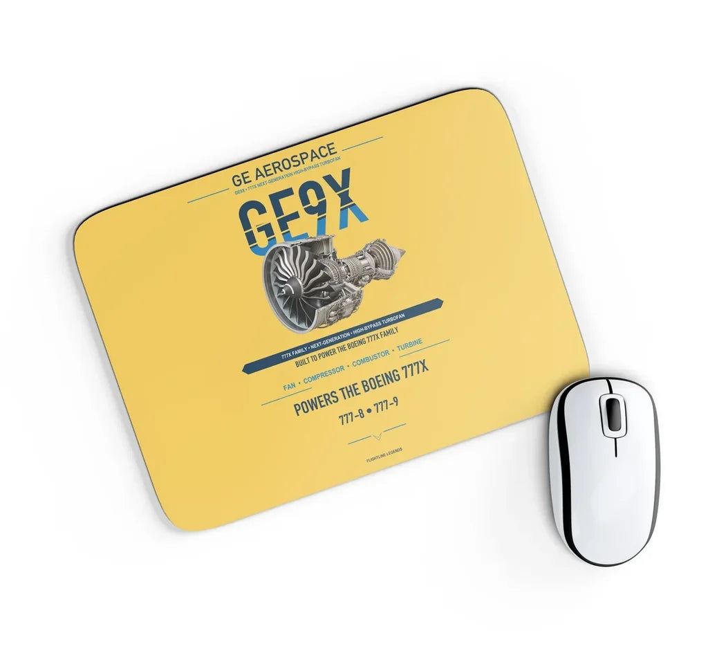 GE9X design on yellow rectangle mouse pad
