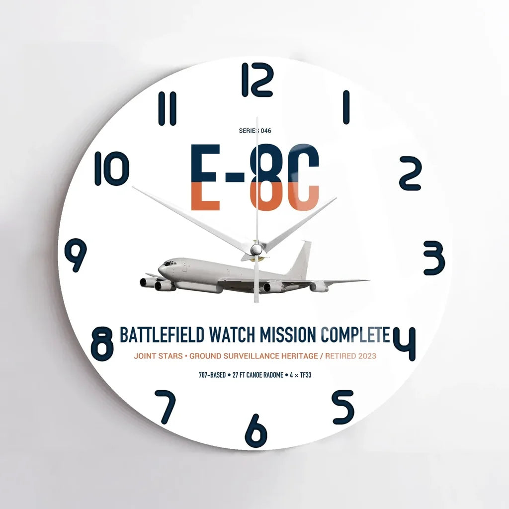 E-8C Joint STARS design on white no frame wall clock