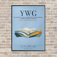 Thumbnail for Winnipeg James Armstrong Richardson International Airport YWG vertical canvas print - framed - light blue background