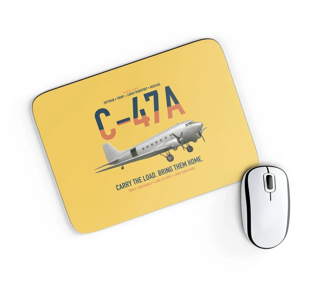 C-47A Skytrain design on yellow rectangle mouse pad