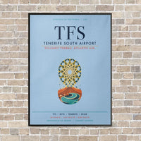 Thumbnail for Tenerife South Airport TFS vertical canvas print - framed - light blue background
