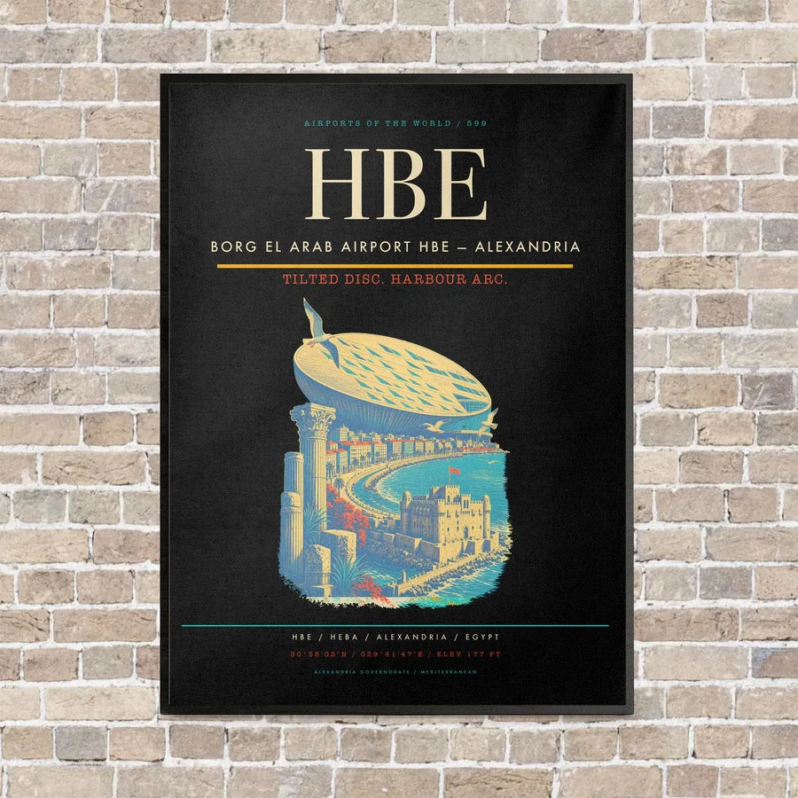 Borg El Arab Airport HBE — Alexandria vertical canvas print - framed - black background