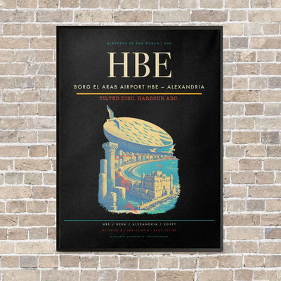 Borg El Arab Airport HBE — Alexandria vertical canvas print - framed - black background