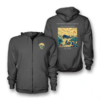 Thumbnail for VINTAGE G4517 - The Desert Landing Ground - Premium Zipped Hoodie design on darkgray