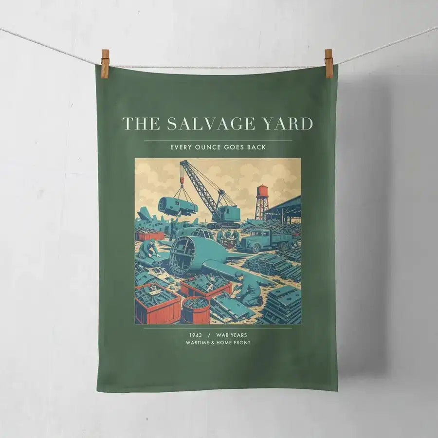 VINTAGE G4509 - The Salvage Yard - Designed Towels design on darkgreen
