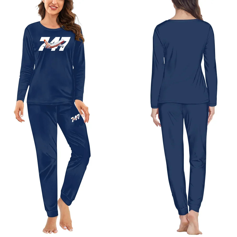 Super Boeing 747 Intercontinental women pajamas - Dark Blue