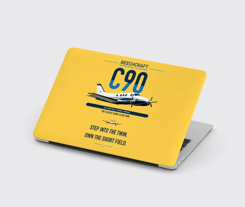 Beechcraft King Air C90 design on yellow MacBook case