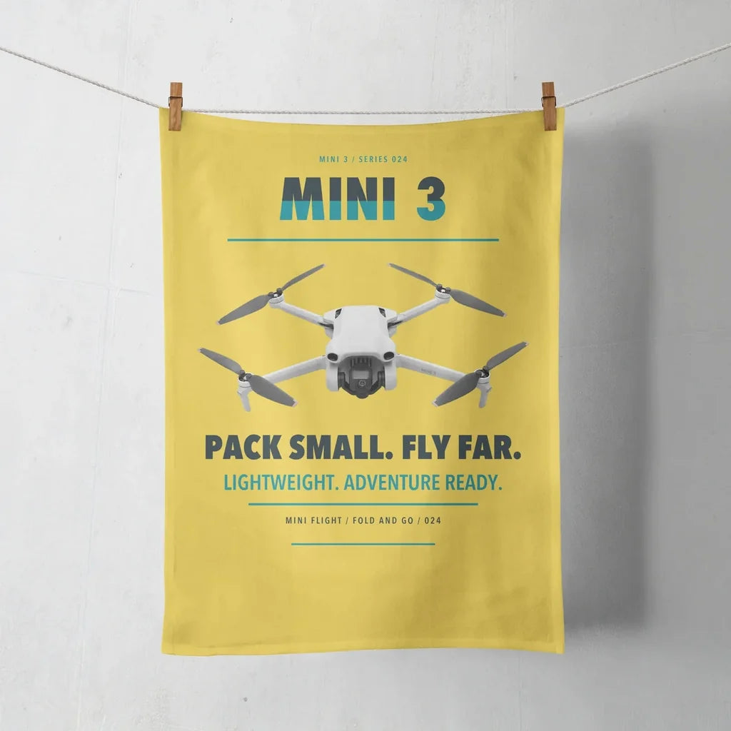 DJI Mini 3 design on yellow towel