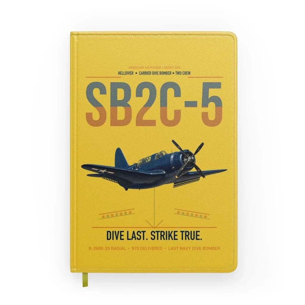 SB2C-5 Helldiver design on yellow notebook