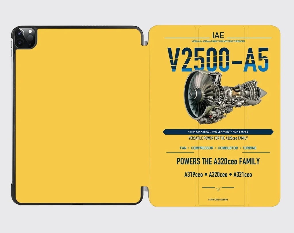 V2500-A5 design on yellow ipad tablet case