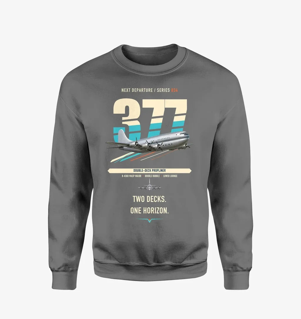 Boeing 377 Stratocruiser design on gray sweatshirt