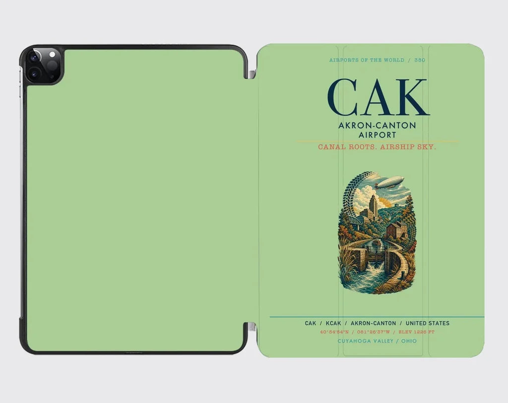 Akron-Canton Airport (CAK) design on light green ipad tablet case