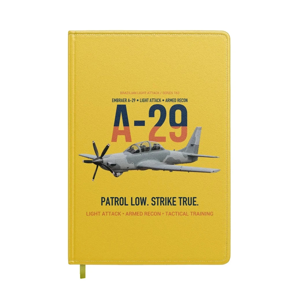 A-29 Super Tucano Light Attack design on yellow notebook