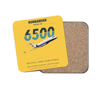 Thumbnail for Bombardier Global 6500 design on yellow 1 piece coaster