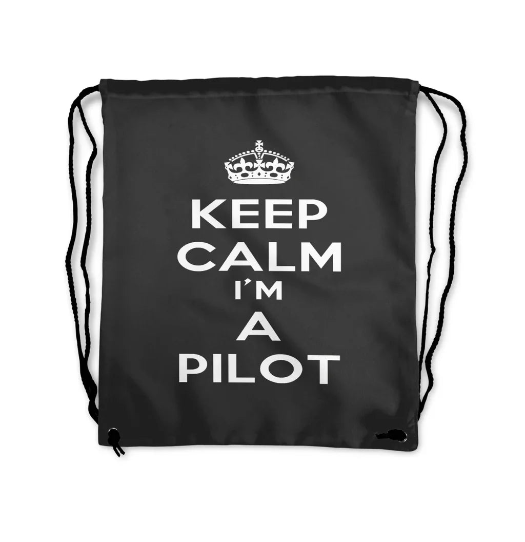 Keep Calm I'm A Pilot Drawstring Bag - view 3