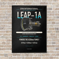 Thumbnail for CFM LEAP-1A vertical canvas print - framed - black background