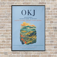 Thumbnail for Okayama Momotaro Airport OKJ vertical canvas print - framed - light blue background