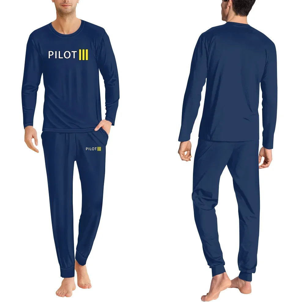 Pilot & Stripes (3 Lines) men pajamas - Dark Blue