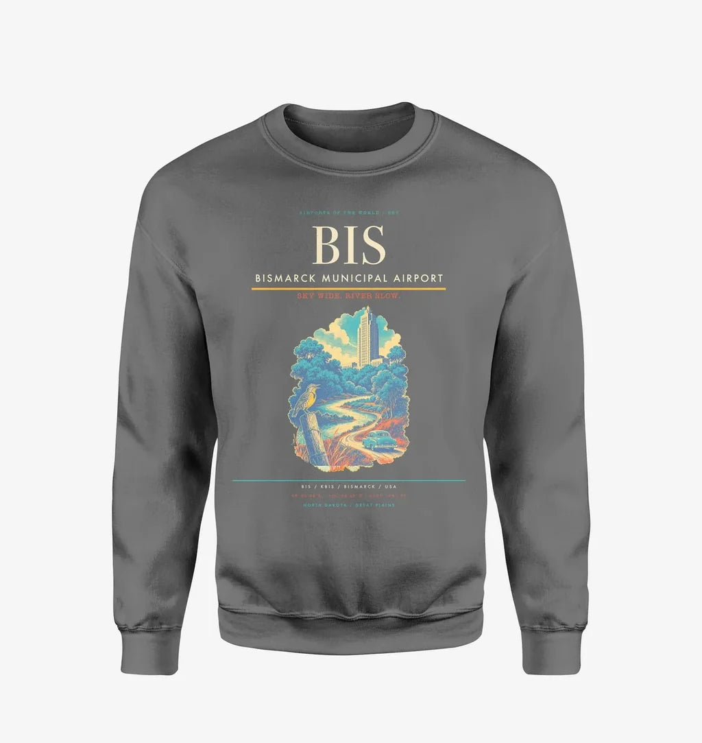 Bismarck Municipal Airport BIS Sweatshirt - Gray