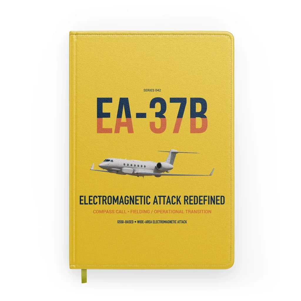 EA-37B Compass Call design on yellow notebook